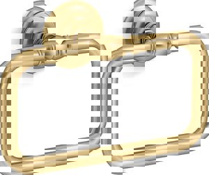 Rectangular Closed Towel Ring in Vibrant Brushed Moderne Brass